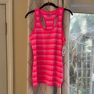 FILA Women's Vibrant Pink Striped Tank Top sport performance M NWT